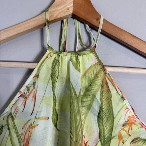 BCBGeneration Floral Ruffle Halter Maxi Dress Women's XS Tropical Resort Beach - Picture 7 of 15